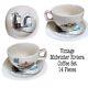 Mcm Coffee Set Midwinter Riviera 14 Piece White Blue Black Porcelain Vintage Vgc