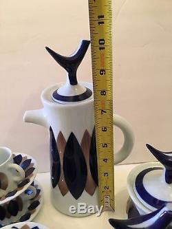 MCM VTG RARE Sargadelos Porcelain Coffee Espresso Set MINT Follas Match
