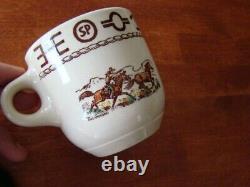 MINT Wallace China Coffee Cup Saucer Vintage Till Goodan Rodeo Pattern 1950S