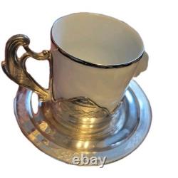 Mid-Century 28 Piece Silver-Plate & Porcelain Coffee Tray Set c1950 Italy