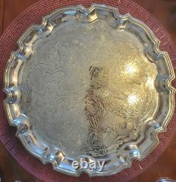Mid-Century 28 Piece Silver-Plate & Porcelain Coffee Tray Set c1950 Italy