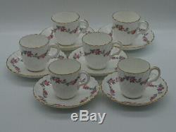 Mintons Demitasse Coffee Set for Six (6). Made in England Rose Garland Design