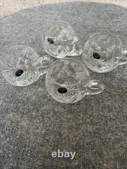 NEW Vintage BOHEMIAN CRYSTAL GLASS TEA/COFFEE SET of 4 Hand Cut Great Condition