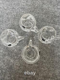 NEW Vintage BOHEMIAN CRYSTAL GLASS TEA/COFFEE SET of 4 Hand Cut Great Condition