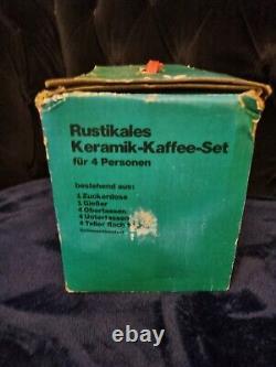 NEW Vintage Rustikales Keramik Kaffee Set Brown Mugs Coffe retro boxed germany