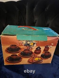 NEW Vintage Rustikales Keramik Kaffee Set Brown Mugs Coffe retro boxed germany