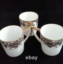 NORITAKE Mini Coffee Pot with Lid & 3 Flat Demitasse Cup & Saucer Set 16034 8 Pc