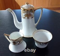 NORITAKE Vintage china coffee set gold and white bone china early 20th century