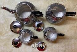 NOS VINTAGE Coffee / Tea Set Of TRAY and 4 Pc Teapot Milk /Coffe pot Sugar Bowl