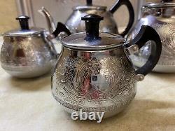 NOS VINTAGE Coffee / Tea Set Of TRAY and 4 Pc Teapot Milk /Coffe pot Sugar Bowl