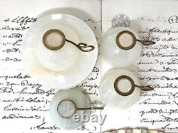 ONYX Coffee Cup & Saucer Set MARBLE STONE Vintage Brass Handle TeaCups ANTIQUE