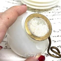 ONYX Coffee Cup & Saucer Set MARBLE STONE Vintage Brass Handle TeaCups ANTIQUE