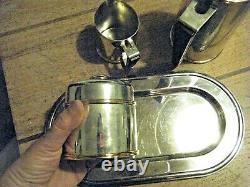 PM Italy Vintage Mid Century Modern Silver Gold Plate Coffee Tea Set with Tray