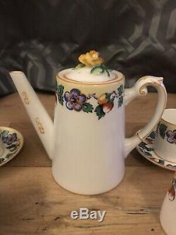Paragon Star Yellow Rose Handle Coffee Set Beautiful Vintage China Art Deco