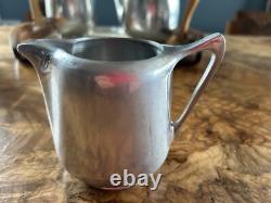 Picquot Ware Magnalium Tea and Coffee Set with Tray 1950s Vintage