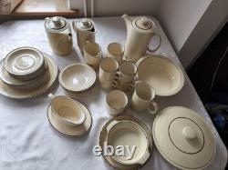 Poole Pottery Parkstone Vintage Brown Rim Tea And Dinner Set