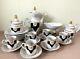 Porcelain Pegasus Tea/coffee Set, Ussr Black & White, Golden Trim Soviet Vintage