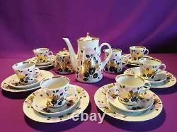 Porcelain coffee set Proletarian Flowers Vintage. Full set 21 items. LUX
