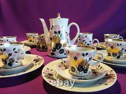 Porcelain coffee set Proletarian Flowers Vintage. Full set 21 items. LUX