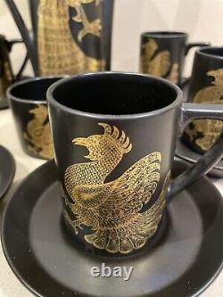 Portmeirion Phoenix Vintage Pottery Black & Gold Coffee Set Rare