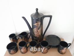 Portmeirion Phoenix Vintage coffee set black gold John Cuffley design