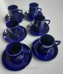 Portmeirion Pottery Totem Blue Ceramic Coffee Set Susan Williams-Ellis vintage