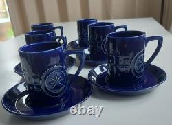 Portmeirion Pottery Totem Blue Ceramic Coffee Set Susan Williams-Ellis vintage