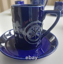 Portmeirion Pottery Totem Blue Ceramic Coffee Set Susan Williams-Ellis vintage