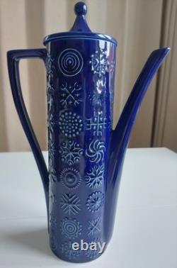 Portmeirion Pottery Totem Blue Ceramic Coffee Set Susan Williams-Ellis vintage