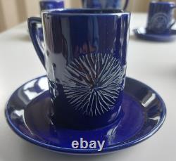 Portmeirion Pottery Totem Blue Ceramic Coffee Set Susan Williams-Ellis vintage