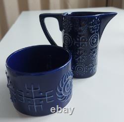 Portmeirion Pottery Totem Blue Ceramic Coffee Set Susan Williams-Ellis vintage