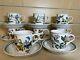 Portmeirion The Botanic Garden Set Of 8 Coffee Mug /cups & Saucers 1972 Vintage