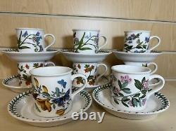 Portmeirion The Botanic Garden Set Of 8 Coffee Mug /Cups & Saucers 1972 Vintage