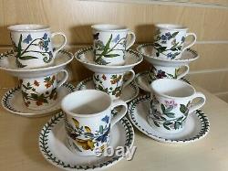 Portmeirion The Botanic Garden Set Of 8 Coffee Mug /Cups & Saucers 1972 Vintage