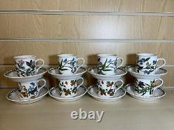 Portmeirion The Botanic Garden Set Of 8 Coffee Mug /Cups & Saucers 1972 Vintage