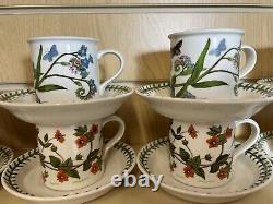 Portmeirion The Botanic Garden Set Of 8 Coffee Mug /Cups & Saucers 1972 Vintage