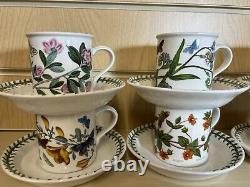 Portmeirion The Botanic Garden Set Of 8 Coffee Mug /Cups & Saucers 1972 Vintage