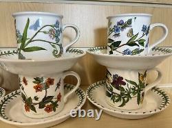 Portmeirion The Botanic Garden Set Of 8 Coffee Mug /Cups & Saucers 1972 Vintage