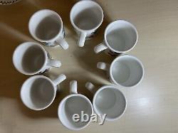 Portmeirion The Botanic Garden Set Of 8 Coffee Mug /Cups & Saucers 1972 Vintage