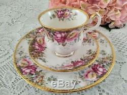 Queen Anne Summer Rose Fine Bone China England Tea/Coffee Set vintage Porcelain
