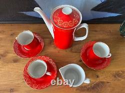 ROZPENDOWSKA BARBARA Porcelain Coffee Set Hand Painted Polish WLOCLAWEK Vintage