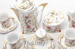 Rare 6 person coffee set Vintage Hollohaza porcelain Hungary'90s