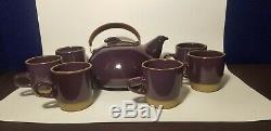 Rare Edith Heath Ceramic Pottery Vintage Mid-century Deep Purple Tea Coffee Set