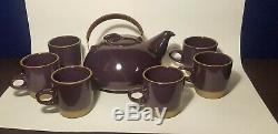 Rare Edith Heath Ceramic Pottery Vintage Mid-century Deep Purple Tea Coffee Set