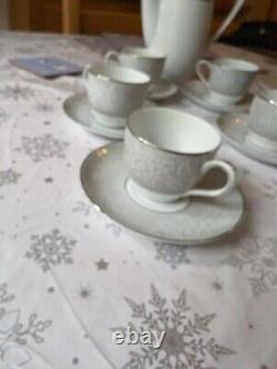 Rare Noritake Damask 5698 Vintage Fine China 6 piece Coffee Set Stunning