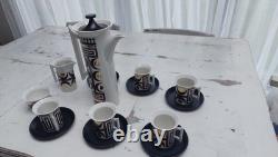 Rare Portmeirion Susan Williams Ellis Gold Signs Serif Shaped Coffee Set