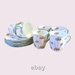 Rare Shelley China Dainty Rosebud 15426 Coffee Set 6 X Cups & Saucers