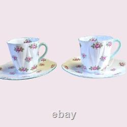 Rare Shelley China Dainty Rosebud 15426 Coffee Set 6 X Cups & Saucers