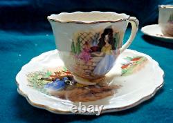 Rare Vintage Lovers Garden Coffee/Tea Set Complete 15 Perfect Pieces Crown Ducal