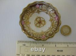 Rare Vintage Noritake Rc Nippon Gold Jewelled And Roses Set Footed Dishes